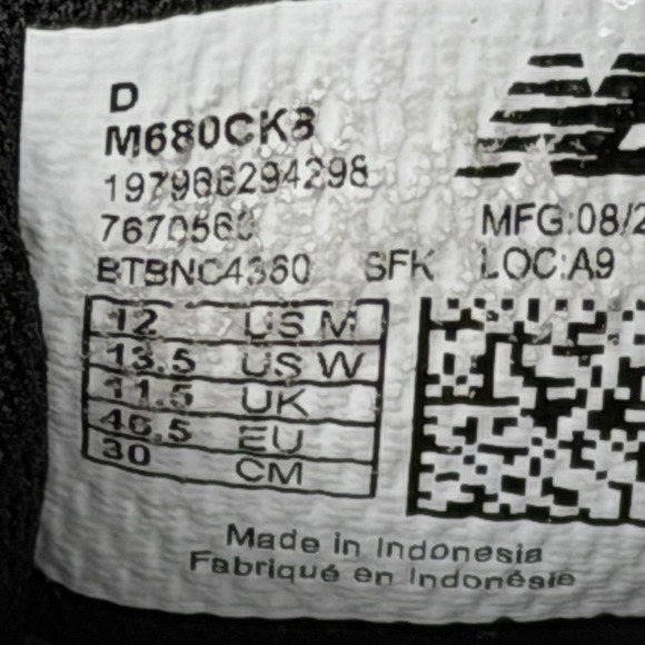 New Balance Fresh Foam 680 Shoes Mens Size 12 Black Running Sneakers M680CK3 - Picture 8 of 9